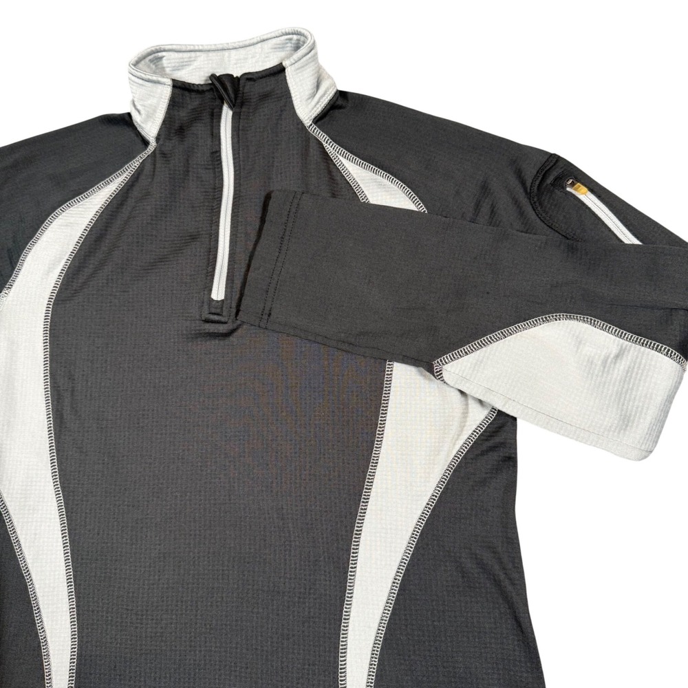 LLBean Womens Black Light Gray Quarter Zip Pullover Athletic Shirt‎ Size S